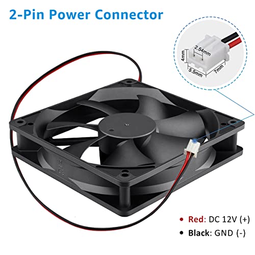 GDSTIME Dual Ball Bearings 120mm x 120mm x 25mm 5 inch 12v Brushless DC Cooling Exhaust Fan, For Desktop - Image 5