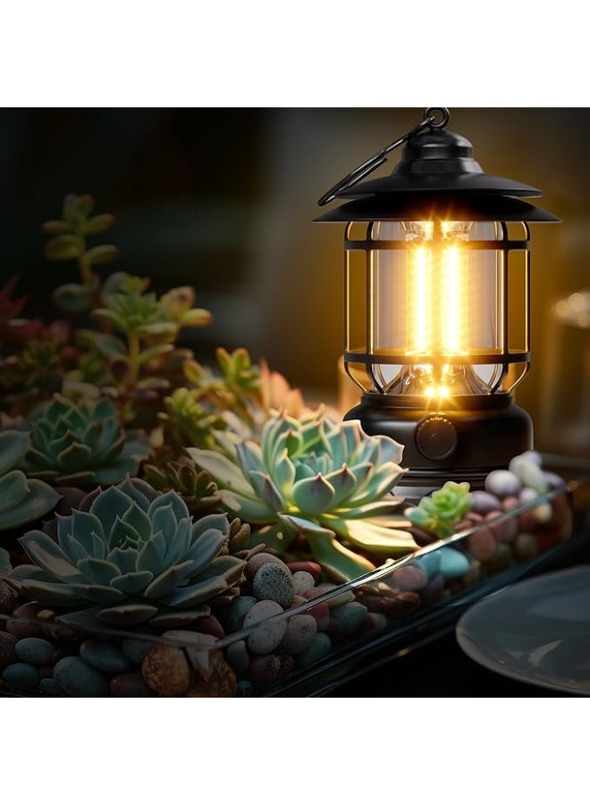MHR Retro Camping Lantern, Portable LED Lantern with Stepless Dimming, Water Resistant, Black - Image 3