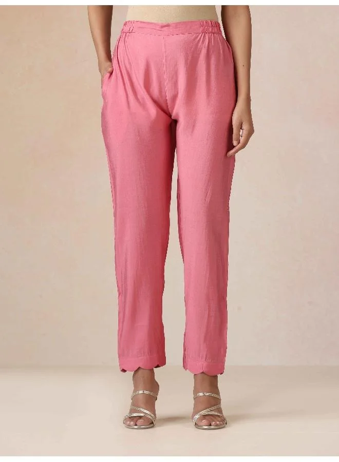 trueBrowns trueBrowns Pink Embroidered Kurta Pant Dupatta Set