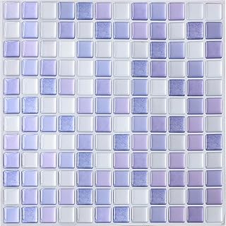 Yoillione 3D Mosaic Tile Sticker Removable Wallpaper Tile Purple, 3D Self Adhesive Wall Tiles Bathroom Wall Tiles for - Image 1