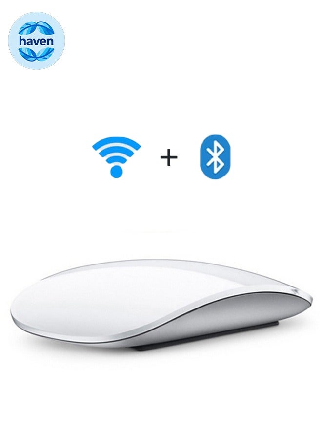 هافن Touch Mouse، Bluetooth اللاسلكي والقابل لإعادة الشحن، لأجهزة ماك بوك برو/هوائي/آي باد/كمبيوتر محمول/كمبيوتر شخصي/ماك/كمبيوتر -أبيض - Image 1
