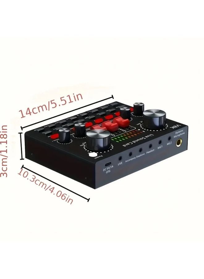 V8K Audio Interface Silver Microphone Podcast Studio Kit With Stand USB Charging - Image 5