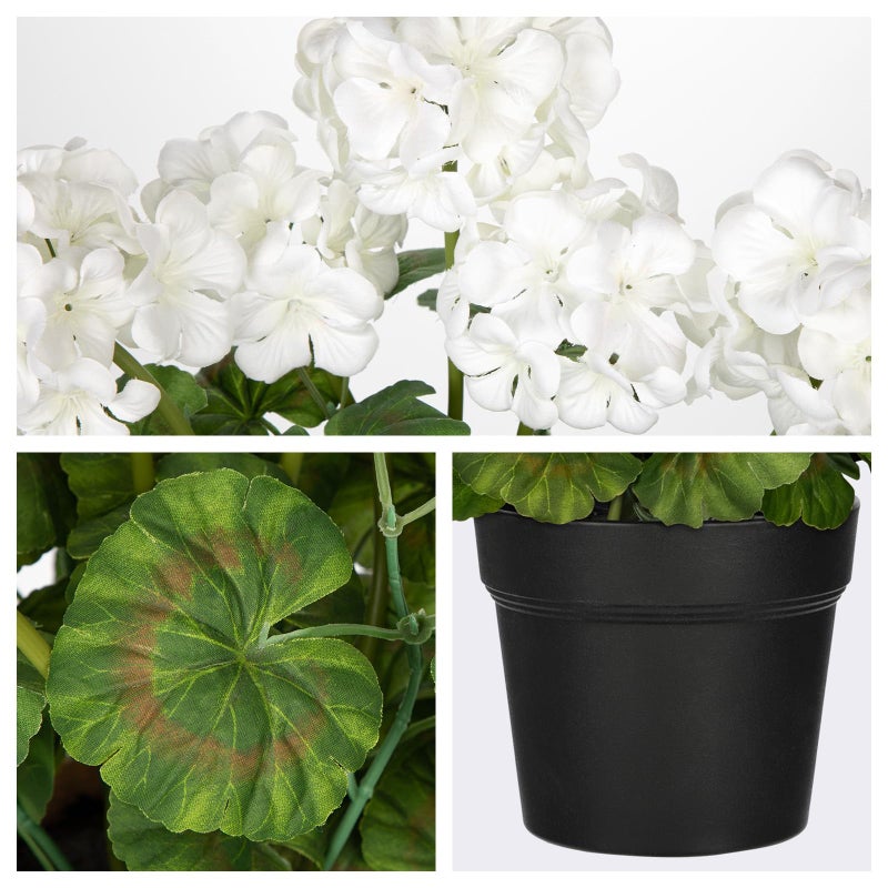 Briful Artificial Geranium Potted Plant â€“ 16â€ Tall, Realistic Silk Flowers with Vibrant Green Leaves, White Geraniums Fake Flowers for Outdoors Home DÃ©cor, Wedding Farmhouse Office Tables Decor - Image 4