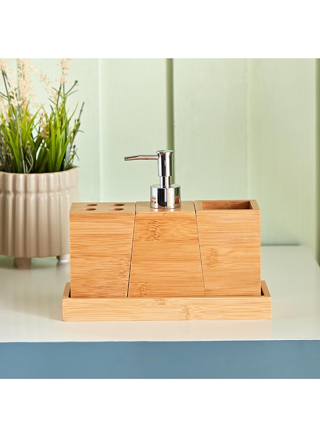 Home Box Natura Bamboo 4-Piece Bathroom Accessories Set 24 x 17.8 x 9.2 cm  - Image 2
