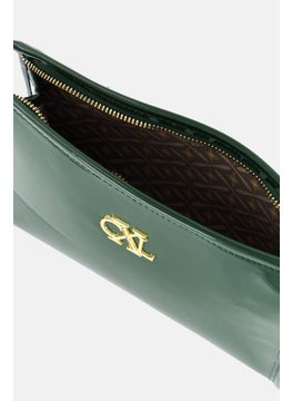 Christian Lacroix Women Brand Logo Cosmetic Pouch, Dark Olive  - Image 3