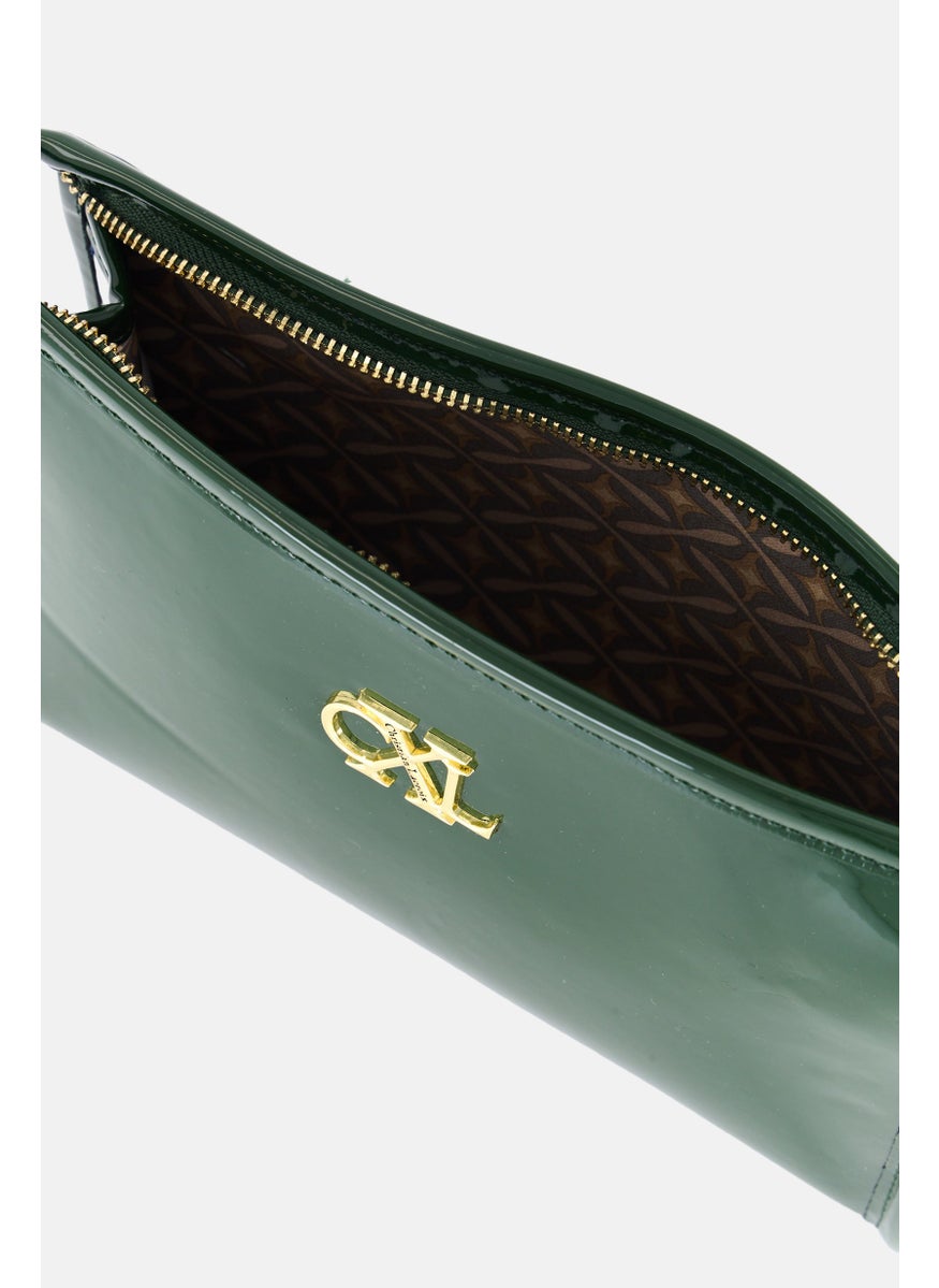 Christian Lacroix Women Brand Logo Cosmetic Pouch, Dark Olive  - Image 3