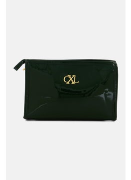 Christian Lacroix Women Brand Logo Cosmetic Pouch, Dark Olive  - Image 1