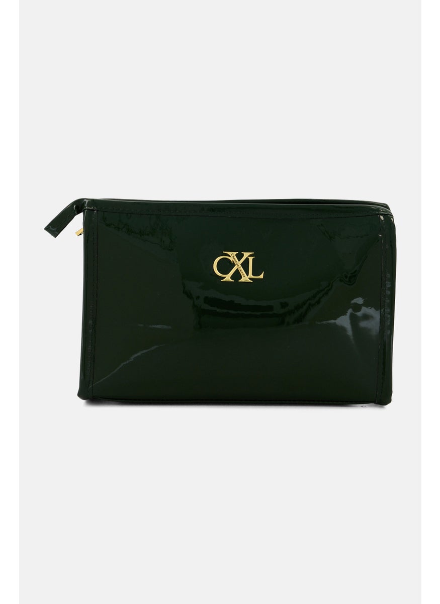 Christian Lacroix Women Brand Logo Cosmetic Pouch, Dark Olive  - Image 1