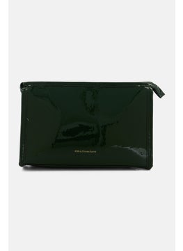 Christian Lacroix Women Brand Logo Cosmetic Pouch, Dark Olive  - Image 2