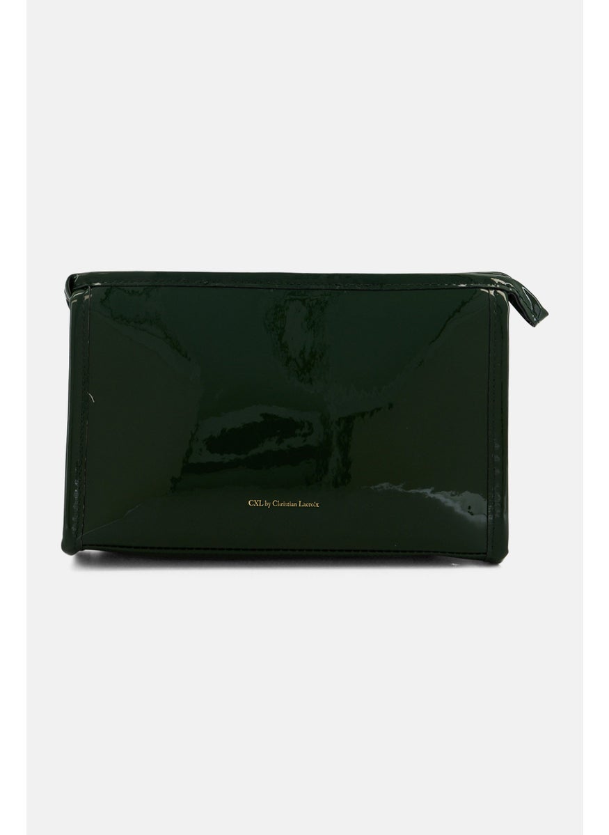Christian Lacroix Women Brand Logo Cosmetic Pouch, Dark Olive  - Image 2