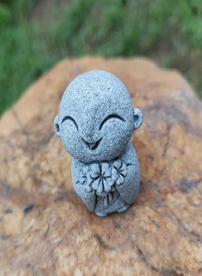 livelyfish Mini Monk Statue Japanese Buddha Figurine Praying Monk Statues Sandstone Happy/Smiling Ornament for Fish Tank Aquarium Home Decoration (B) - Image 5