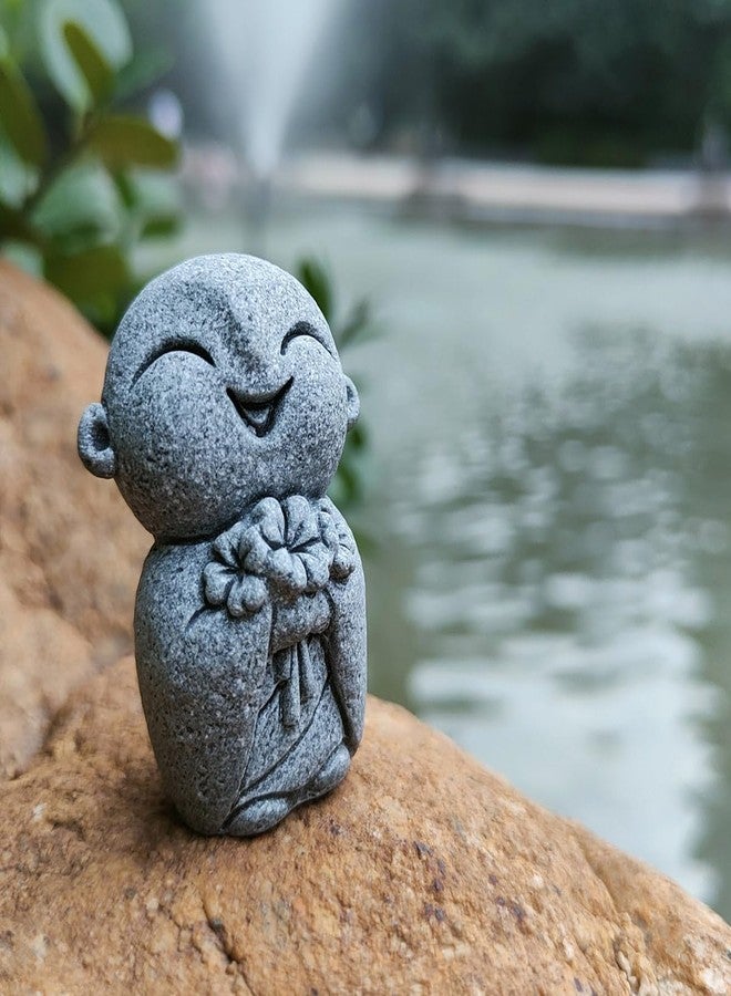 livelyfish Mini Monk Statue Japanese Buddha Figurine Praying Monk Statues Sandstone Happy/Smiling Ornament for Fish Tank Aquarium Home Decoration (B) - Image 3