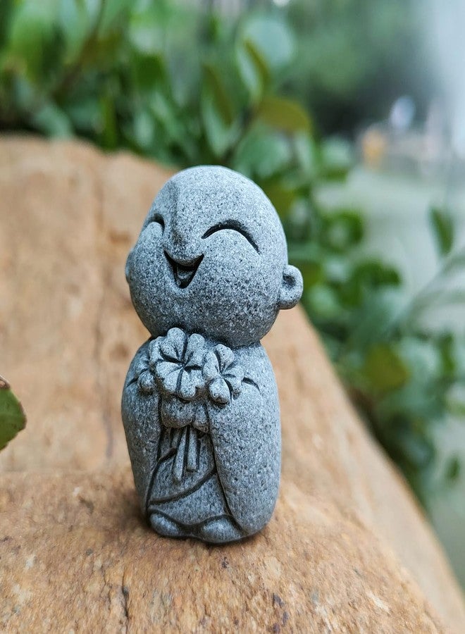 livelyfish Mini Monk Statue Japanese Buddha Figurine Praying Monk Statues Sandstone Happy/Smiling Ornament for Fish Tank Aquarium Home Decoration (B) - Image 2