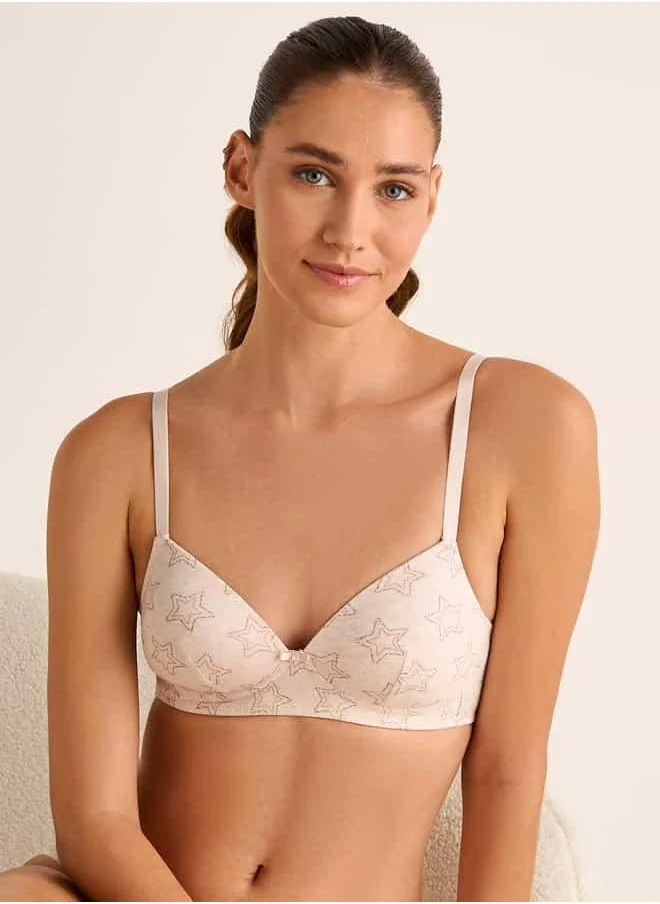 Splash FAV Printed Lightly Padded Non-Wired Support Bra with Hook and Eye Closure