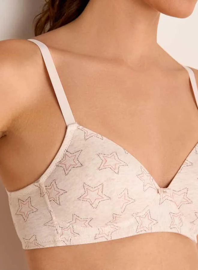 Splash FAV Printed Lightly Padded Non-Wired Support Bra with Hook and Eye Closure