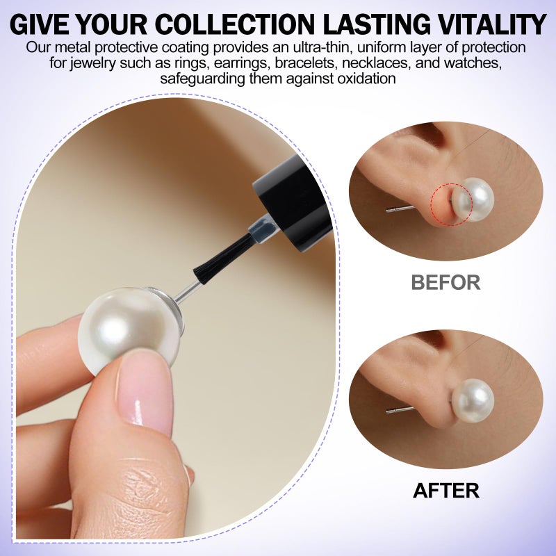 LANGXINST 5ml Jewelry Protective Coating,Jewelry Sealant, Clear Invisible Long-Lasting Protection Forms a Protective Barrier Between Skin and Metal Suitable for Earrings, Rings, and Bracelets - Image 4