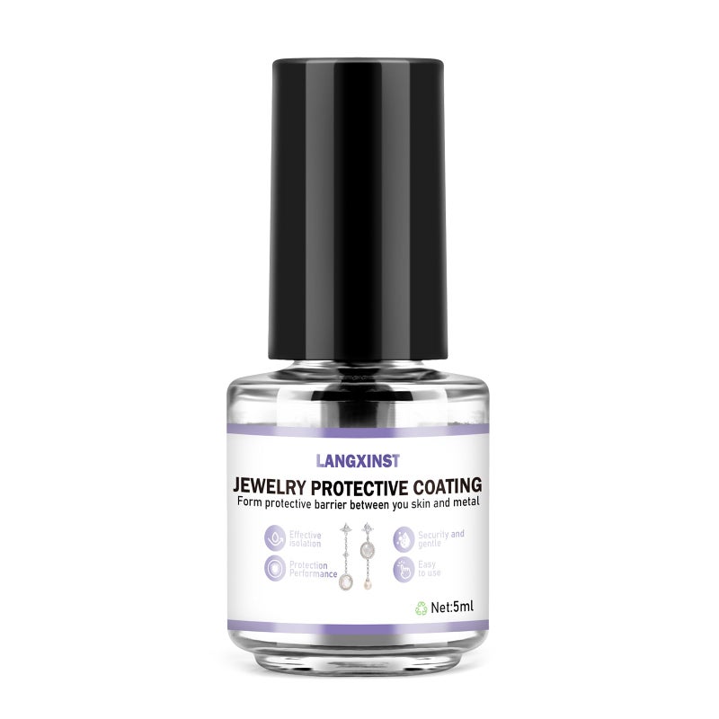LANGXINST 5ml Jewelry Protective Coating,Jewelry Sealant, Clear Invisible Long-Lasting Protection Forms a Protective Barrier Between Skin and Metal Suitable for Earrings, Rings, and Bracelets - Image 1