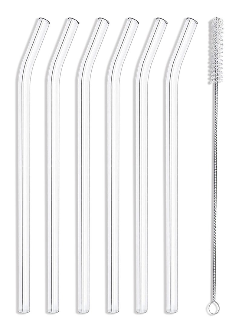 DAMCONME 6- Reusable Transparent Glass Drinking Straws Clear 21cm  - Image 1