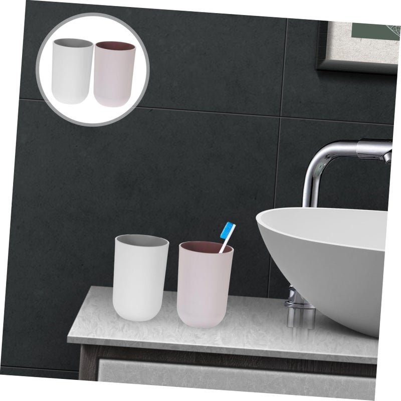 Dual Color Toothbrush Holder and Mouthwash Cup Set Sturdy Bathroom Drinking Cup Grey - Image 4