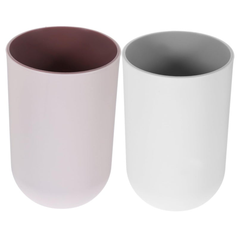 Dual Color Toothbrush Holder and Mouthwash Cup Set Sturdy Bathroom Drinking Cup Grey - Image 2