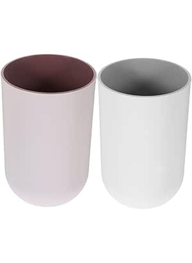 Dual Color Toothbrush Holder and Mouthwash Cup Set Sturdy Bathroom Drinking Cup Grey - Image 1