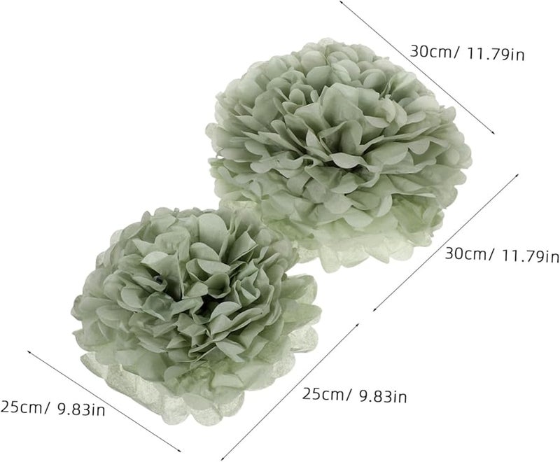 زينة كرات خضراء من البومبوم 24 قطعة، ديكور حفلات معلق لأعياد الميلاد والزفاف والحدائق - Image 2