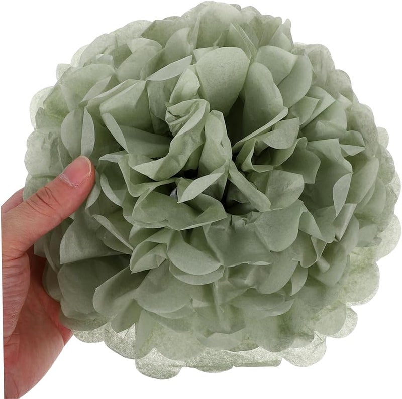 زينة كرات خضراء من البومبوم 24 قطعة، ديكور حفلات معلق لأعياد الميلاد والزفاف والحدائق - Image 4