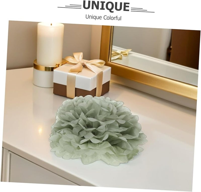 زينة كرات خضراء من البومبوم 24 قطعة، ديكور حفلات معلق لأعياد الميلاد والزفاف والحدائق - Image 3