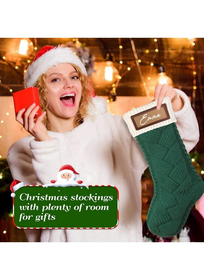 Dremisland - Knitted Christmas Stockings 4Pack 18" Personalized Family Christmas Stocking Custom Name With Leather Patches Burgundy Green White Xmas Hanging Stocking For Holiday Party Decoration - Image 1