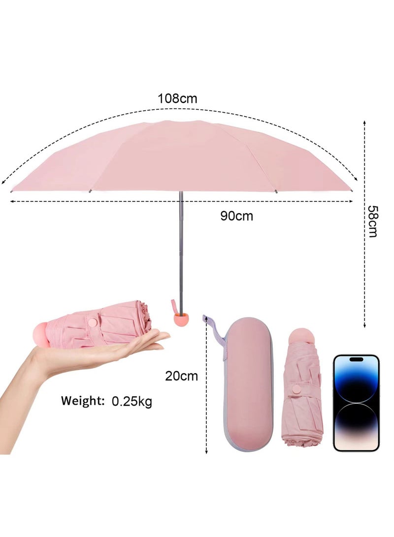 زيريفام مظلة صغيرة للسفر مع حقيبة، مظلة للحماية من الشمس، مظلة صغيرة مدمجة للحقيبة، تصميم محمول صغير خفيف الوزن مثالي للمظلات الخارجية للحماية من الشمس والمطر - Image 5