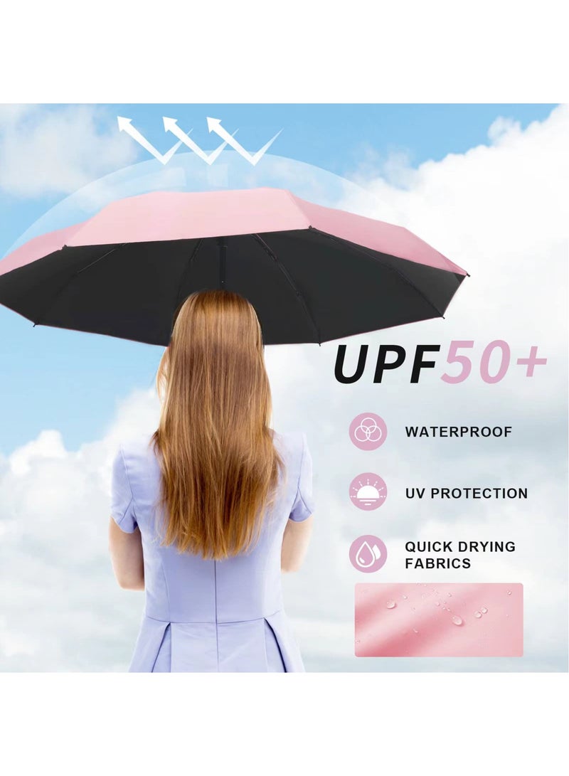 زيريفام مظلة صغيرة للسفر مع حقيبة، مظلة للحماية من الشمس، مظلة صغيرة مدمجة للحقيبة، تصميم محمول صغير خفيف الوزن مثالي للمظلات الخارجية للحماية من الشمس والمطر - Image 3