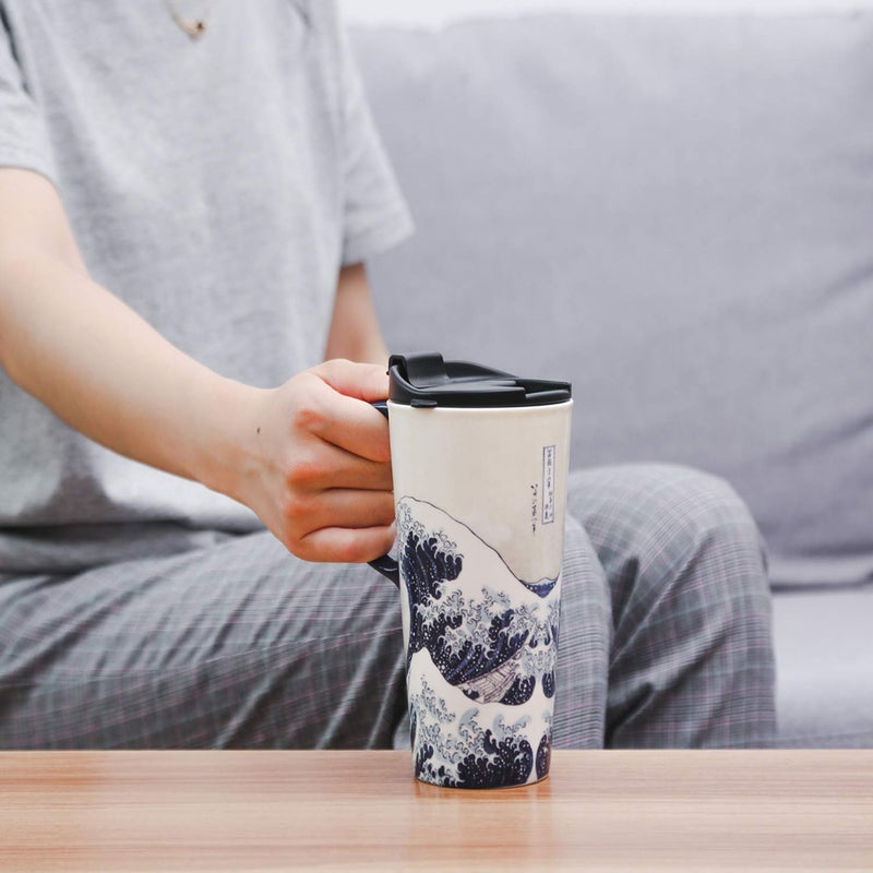 Topadorn Ceramic Travel Mug Porcelain Coffee Cup with Spill-proof Lid and Box, 17 Oz. - Image 4
