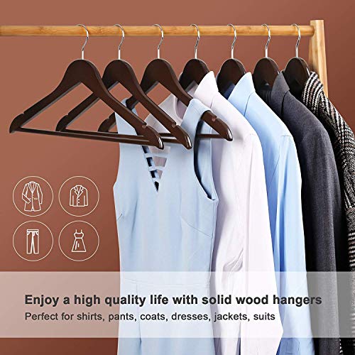 Ash  Roh Ash & Roh® -Wooden Suit Hangers with Non Slip Pants Bar Smooth Finish Solid Wood Coat Hanger 360° Swivel Hook Precisely Cut Notches for Camisole, Clothes Hangers (18, WALNUT HANGER) - Image 4