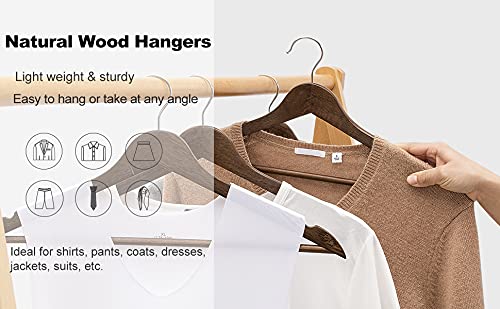 Ash  Roh Ash & Roh® -Wooden Suit Hangers with Non Slip Pants Bar Smooth Finish Solid Wood Coat Hanger 360° Swivel Hook Precisely Cut Notches for Camisole, Clothes Hangers (18, WALNUT HANGER) - Image 3
