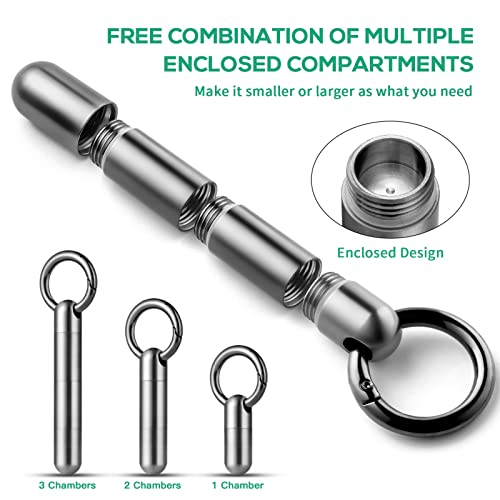 TISUR Small Keychain Pill Holder, Titanium Pill Case Waterproof Pill Fob for Travel Purse Pocket, Portable Pill Container Box Pill Organizer Tube - Image 2