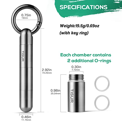 TISUR Small Keychain Pill Holder, Titanium Pill Case Waterproof Pill Fob for Travel Purse Pocket, Portable Pill Container Box Pill Organizer Tube - Image 3