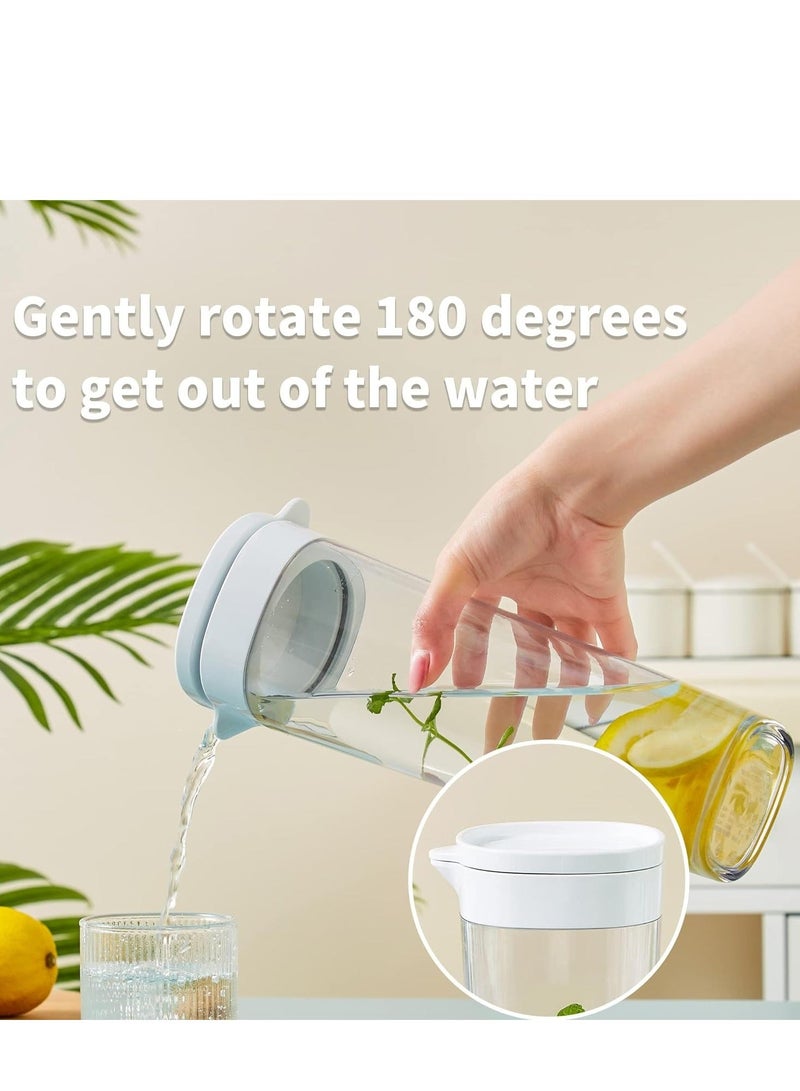 واي آند دي Plastic Fruit Infuser Water Pitcher with Removable Lid, 2Pcs Pitcher, Airtight for Fridge Door,Homemade Iced Coffee and Lemonade 1.1L/38Oz, White/Green - Image 4