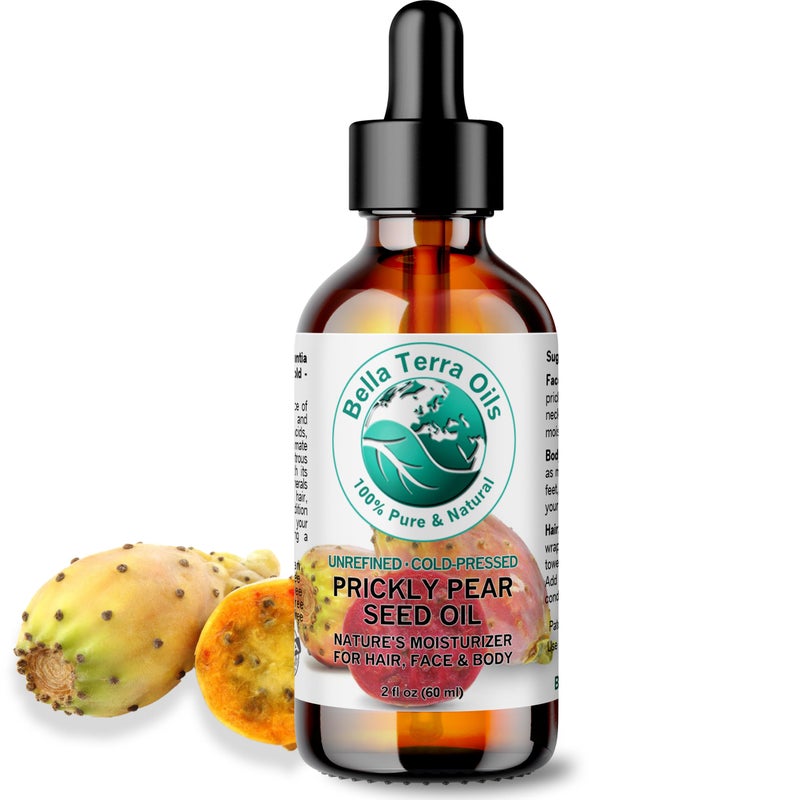 Bella Terra Oils - Prickly Pear Seed Oil 2 oz - Cold-Pressed Excellence, Packed with Vitamin E, Linoleic Acid, and Betalains, A Luxurious Touch for the Face - Image 1