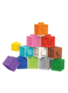 Generic Soft Silicone Stacking Toy, Baby Montessori Sensory Ball Teether, Squeeze Play with Numbers Shapes Animals Fruit and Textures, Activity Toy for Toddlers 6 Months and Up, 12pcs  - Image 1