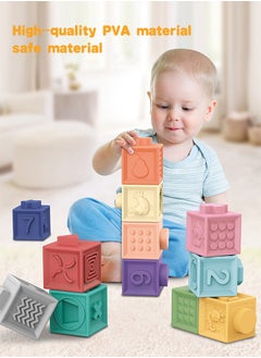 Generic Soft Silicone Stacking Toy, Baby Montessori Sensory Ball Teether, Squeeze Play with Numbers Shapes Animals Fruit and Textures, Activity Toy for Toddlers 6 Months and Up, 12pcs  - Image 5