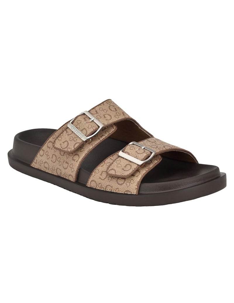 Guess Men's VERONE Sandal, Brown Logo Multi 230, 9 - Image 1