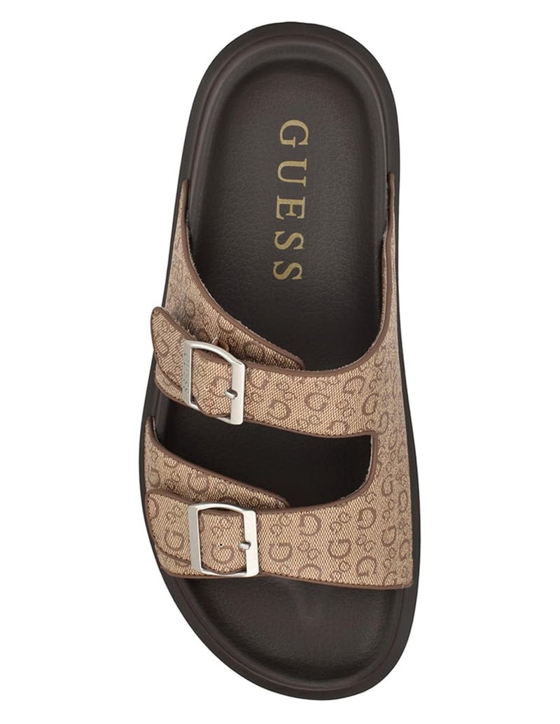 Guess Men's VERONE Sandal, Brown Logo Multi 230, 9 - Image 4