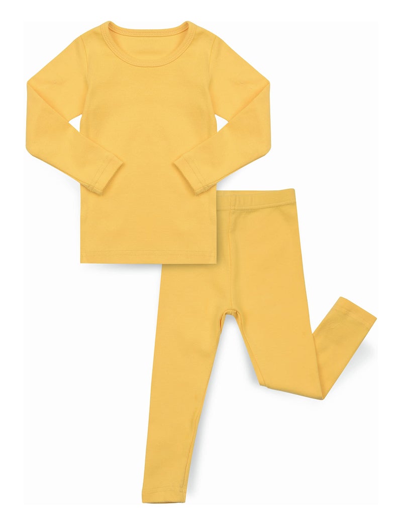 AVAUMA Baby Boys Girls Pajama Set Kids Toddler Snug fit Basic Cotton Sleepwear pjs for Daily (Yellow-2 Small) - Image 1