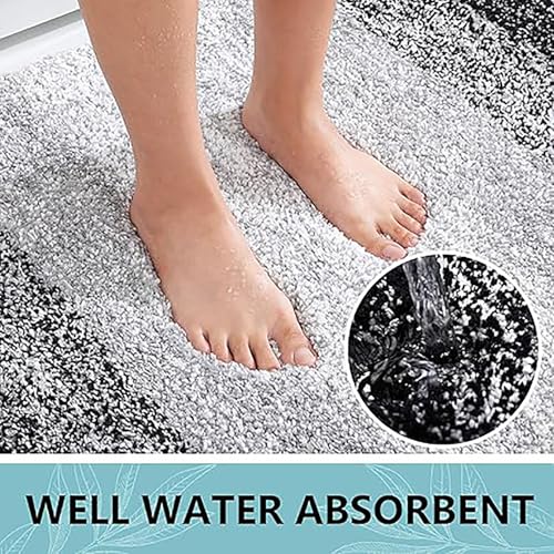 Arotive Microfiber Bathroom Rugs 3 Piece with Toilet Lid Cover, Shaggy Soft and Absorbent Bath Rug, Non-Slip, Machine Washable Bath Mats for Bathroom（24x16+24x20+17.5x15, Black - Image 2