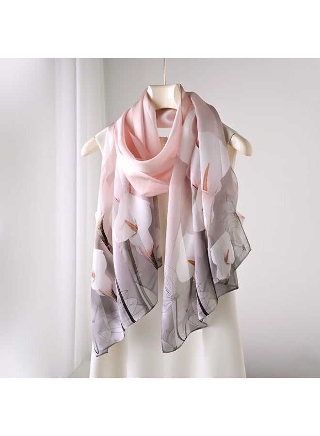 Hang Silk House Hangsifu Pure Silk Mulberry Silk Chinese-style Scarf Shawl Wrap, Birthday Gift Box For Wife Or Mother, Practical Gray-pink - Image 2