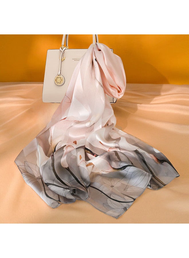 Hang Silk House Hangsifu Pure Silk Mulberry Silk Chinese-style Scarf Shawl Wrap, Birthday Gift Box For Wife Or Mother, Practical Gray-pink - Image 1