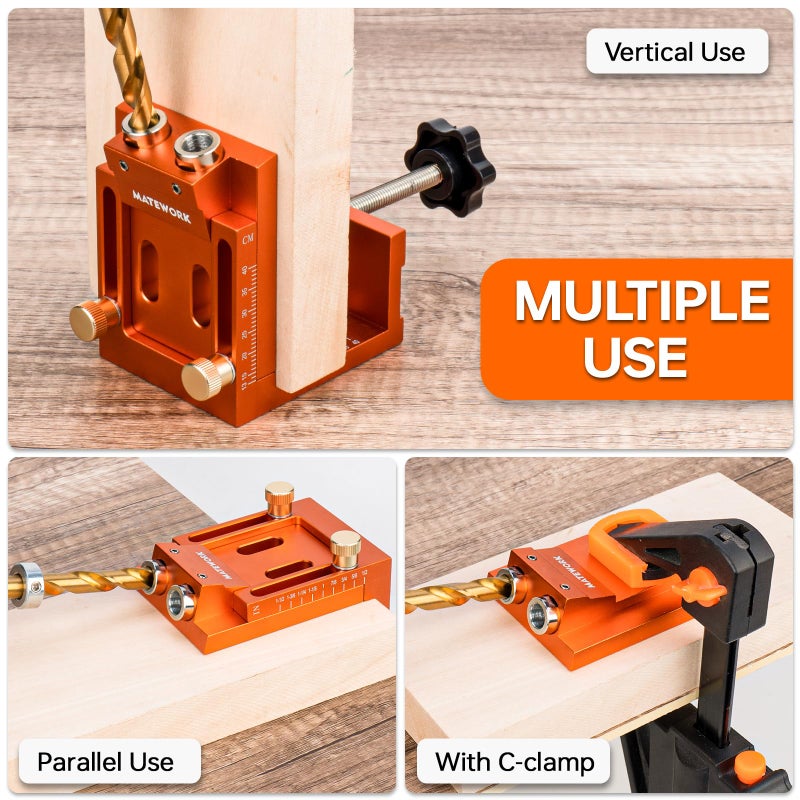 Matework Pocket Hole Jig Kit, Matework Adjustable Pocket Hole Jig System with Stop Collars, Pocket Holes Tool 30PCS with Screws, Wood Plug, Allen Wrench for Woodworking - Image 4