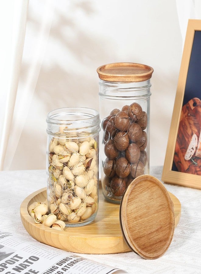 SKYBD 6 Regular Mouth and 6 Wide Mouth Wooden Mason Jar Lids for Ball/Mason Jars, Reusable Acacia Wood Mason Jar Lids with Airtight Silicone Seal Perfect for Dry Food Storage (6PCS-Regular + 6PCS-Wide) - Image 3