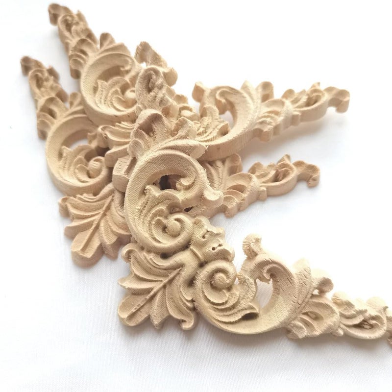 Aiminjey 20 Pcs Decorative Wood Appliques and Onlay for Furniture 3.1inch Wooden Carved Corner Applique Onlay Decal DIY Unpainted for Furniture Wardrobe Mirror Photo Frame Closet Decoration (20, 3.1inch) - Image 4