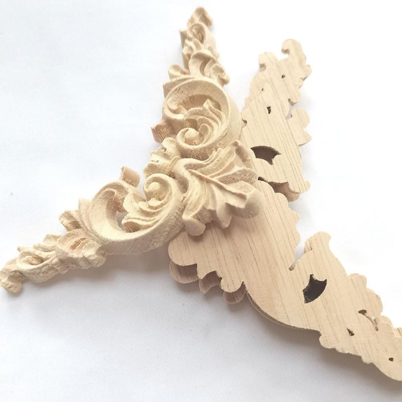 Aiminjey 20 Pcs Decorative Wood Appliques and Onlay for Furniture 3.1inch Wooden Carved Corner Applique Onlay Decal DIY Unpainted for Furniture Wardrobe Mirror Photo Frame Closet Decoration (20, 3.1inch) - Image 3